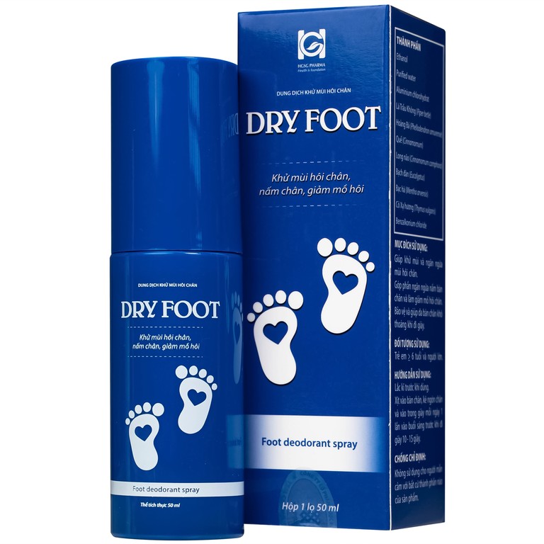 Xịt khử mùi Dry Foot HGSG giúp khử mùi và ngăn ngừa hôi chân, nấm chân, giảm mồ hôi (50ml)