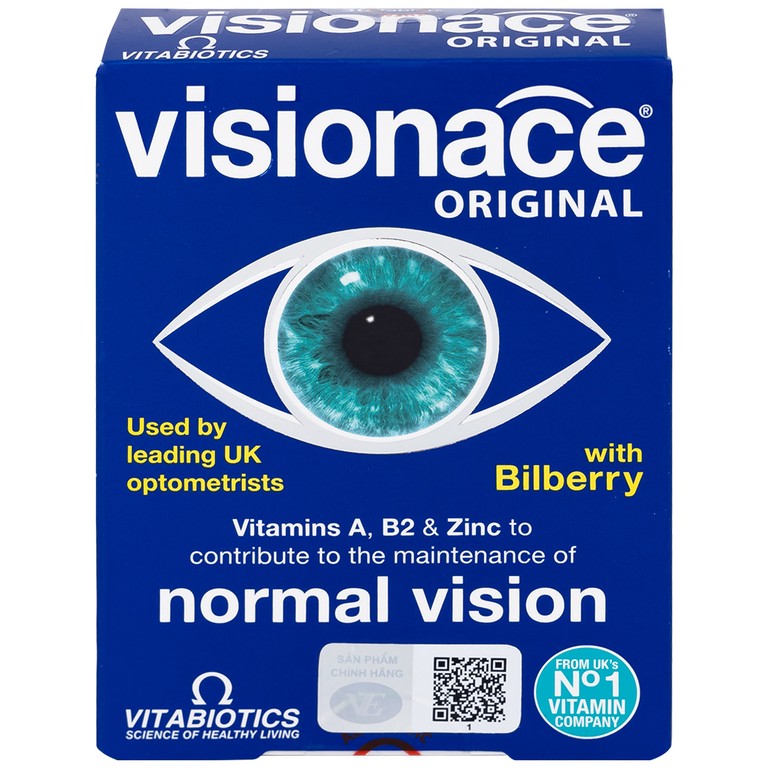 Viên uống Visionace Original Vitabiotics bổ sung vitamin, khoáng chất, lutein, hỗ trợ cải thiện thị lực (2 vỉ x 15 viên)