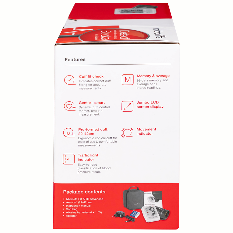 Máy đo huyết áp bắp tay Microlife B3 AFIB Advanced hỗ trợ đo huyết áp, cảnh báo đột quỵ