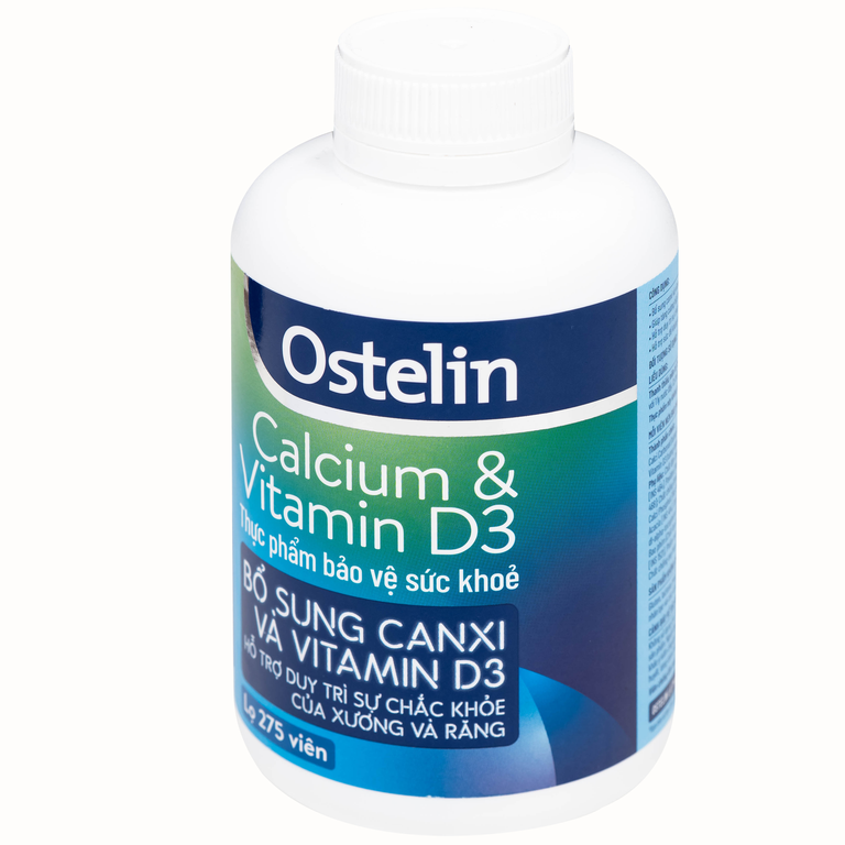 Viên uống Ostelin Calcium & Vitamin D3 Sanofi giúp tăng hấp thụ canxi, duy trì xương và răng chắc khỏe (275 viên)