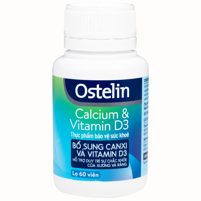 Viên uống Ostelin Calcium & Vitamin D3 Sanofi giúp tăng hấp thụ canxi, duy trì xương và răng chắc khỏe (60 viên)