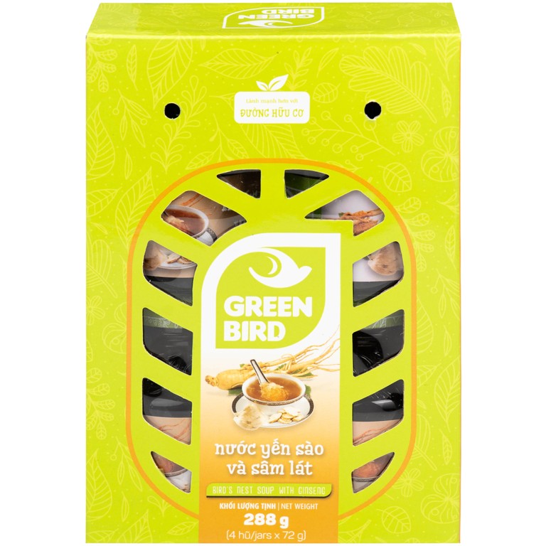 Nước Yến Sào Và Sâm Lát Greenbird (4 hũ x 72g)