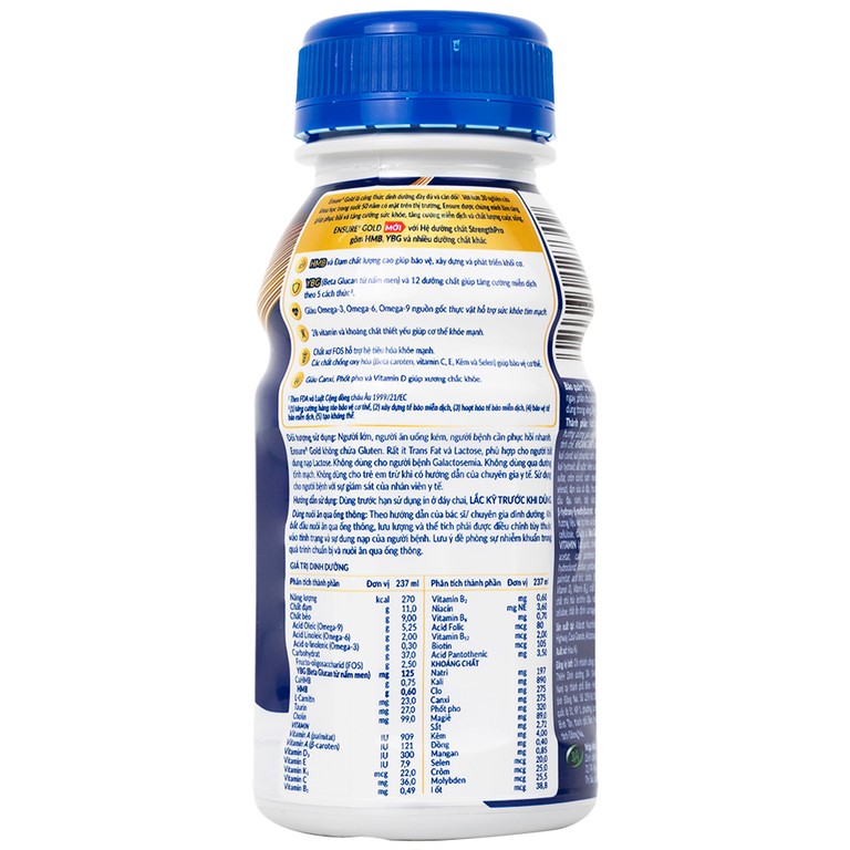 Sữa Ensure Gold StrengthPro hương vani 237ml Abbott tăng cường sức khỏe, tăng cường miễn dịch