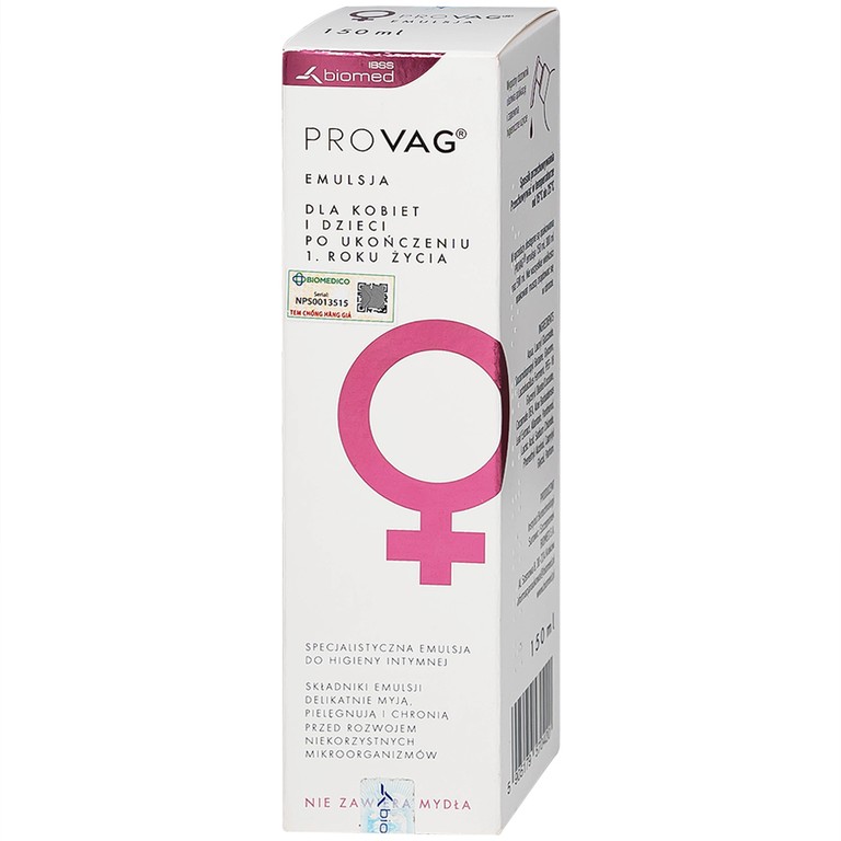 Dung dịch vệ sinh phụ nữ Provag Emulsion Biomed hỗ trợ giảm viêm nhiễm, kháng khuẩn (150ml)