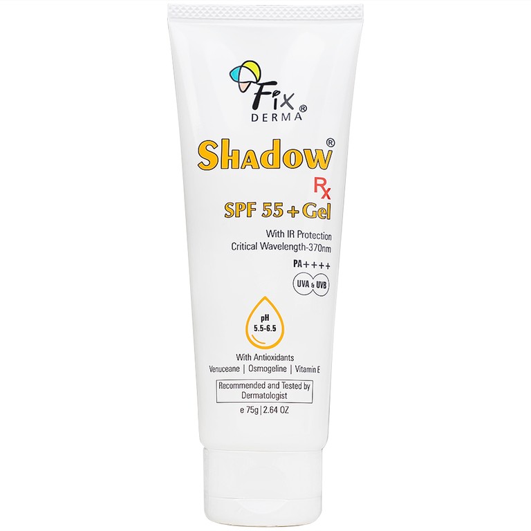 Gel chống nắng Fixderma Shadow SPF 55+ bảo vệ da khỏi tia UV, dưỡng ẩm (75g)