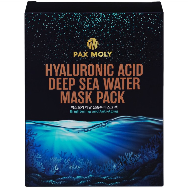 Mặt nạ Pax Moly Hyaluronic Acid Deep Sea Water Mask Pack dưỡng ẩm, sáng da và chống lão hóa (10 miếng)