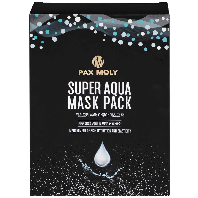 Mặt nạ miếng dưỡng ẩm Pax Moly Super Aqua Mask Pack làm mềm mịn, cải thiện độ đàn hồi da (10 miếng)