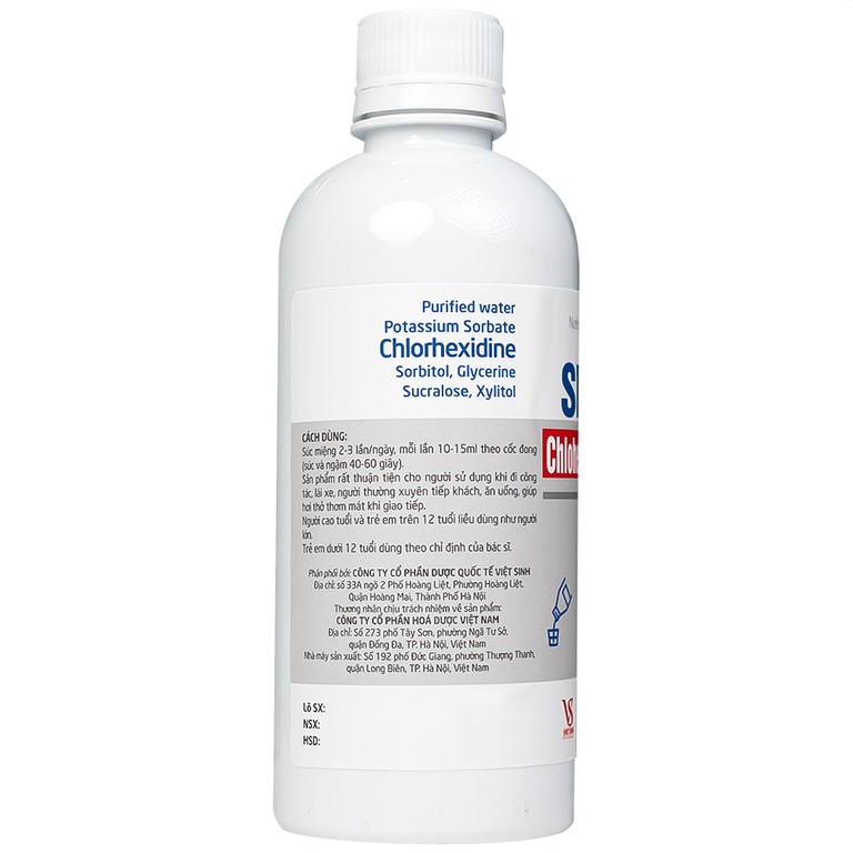 Nước súc miệng SMC Chlohexidin 0.12 Việt Sinh Pharma phòng ngừa và điều trị viêm nướu, viêm nha chu (350ml)