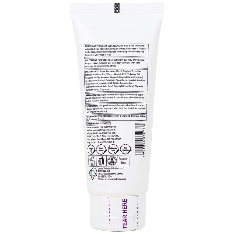 Gel Preggers Leg Relaxing 60g Fixderma dưỡng ẩm, giảm chuột rút, phù nề, giãn tĩnh mạch chân cho bà bầu 