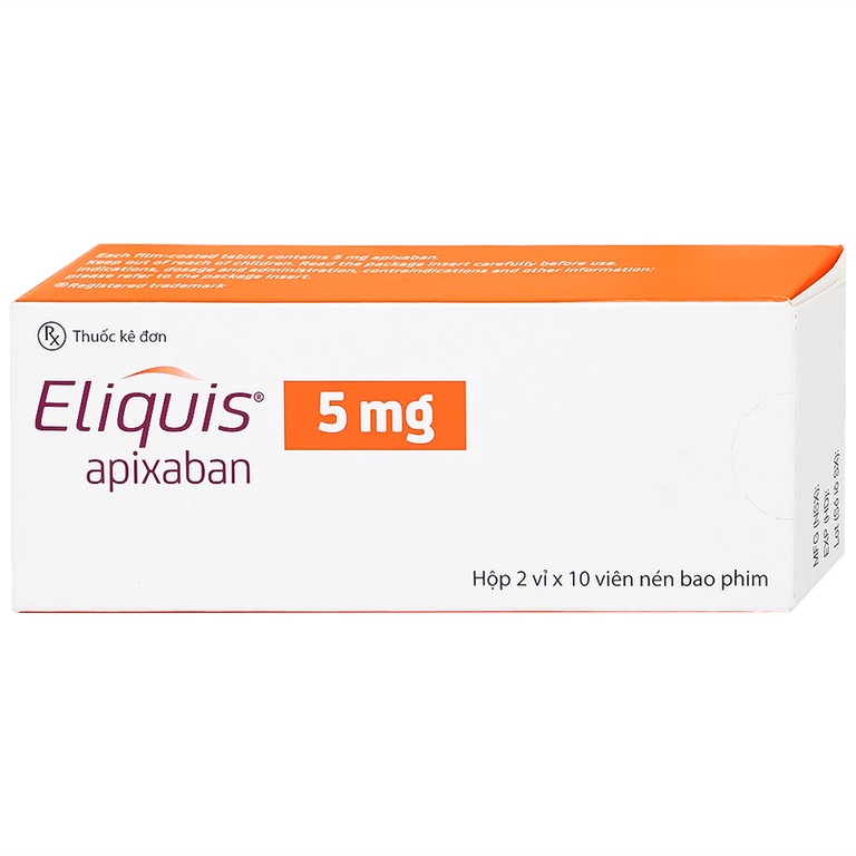 Thuốc Eliquis 5mg Pfizer giúp phòng ngừa biến cố thuyên tắc huyết khối tĩnh mạch (2 vỉ x 10 viên)