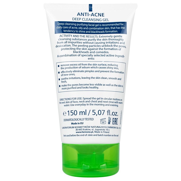 Gel rửa mặt Dermacos Anti Acne Deep Cleansing làm sạch sâu, ngừa mụn (150ml)