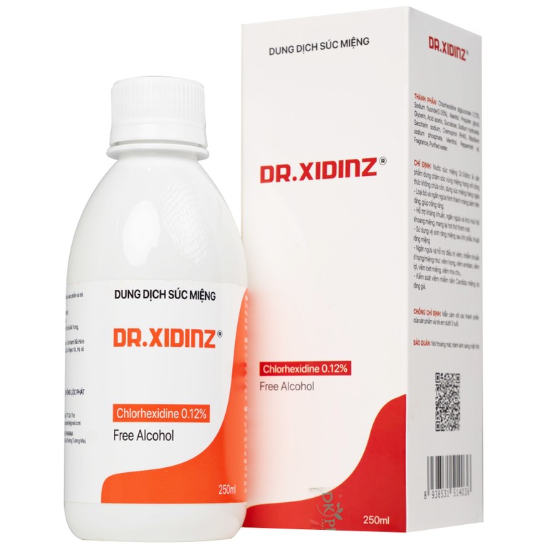 Nước súc miệng Dr.Xidinz 250ml DK Pharma loại bỏ và ngăn ngừa mảng bám, làm trắng răng
