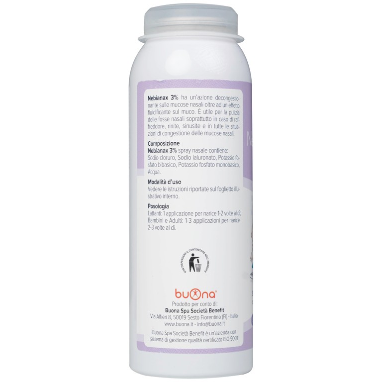 Dung dịch xịt mũi Nebianax 3% Spray Nasale 100ml Buona làm sạch đường mũi