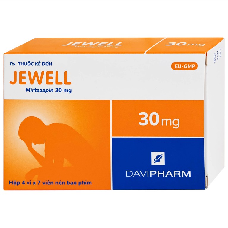Viên nén Jewell 30mg Davipharm điều trị các đợt trầm cảm nặng (4 vỉ x 7 viên)