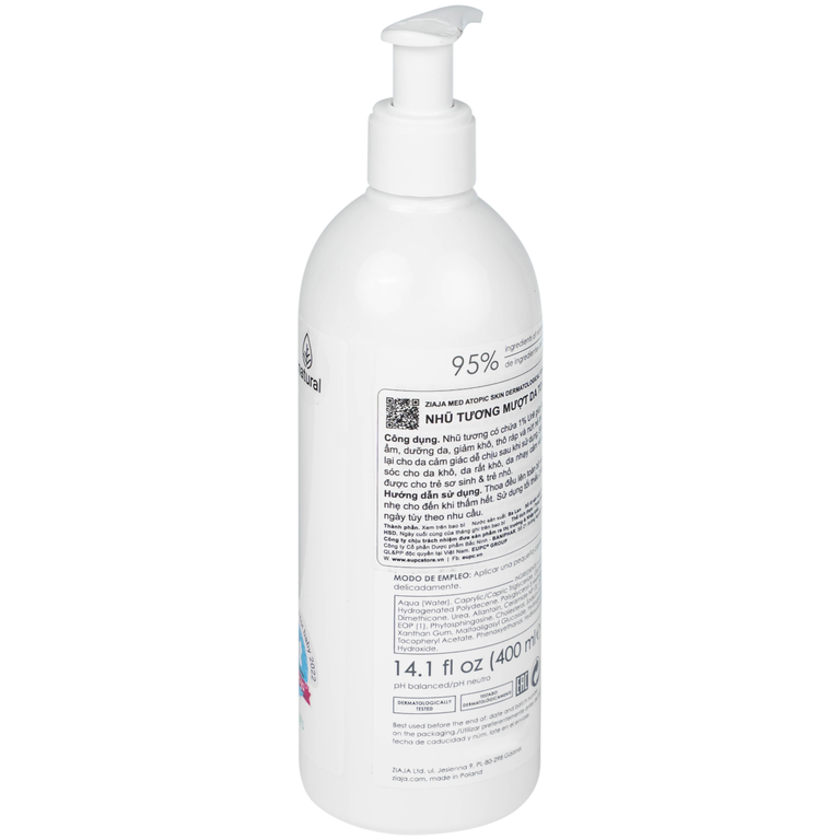 Nhũ tương Ziaja mượt da toàn thân 1% Urê Baniphar dưỡng ẩm, làm mềm da (400ml)