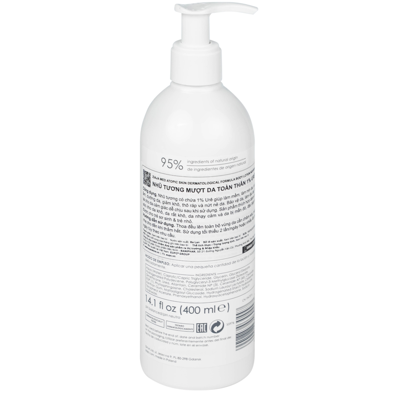 Nhũ tương Ziaja mượt da toàn thân 1% Urê Baniphar dưỡng ẩm, làm mềm da (400ml)