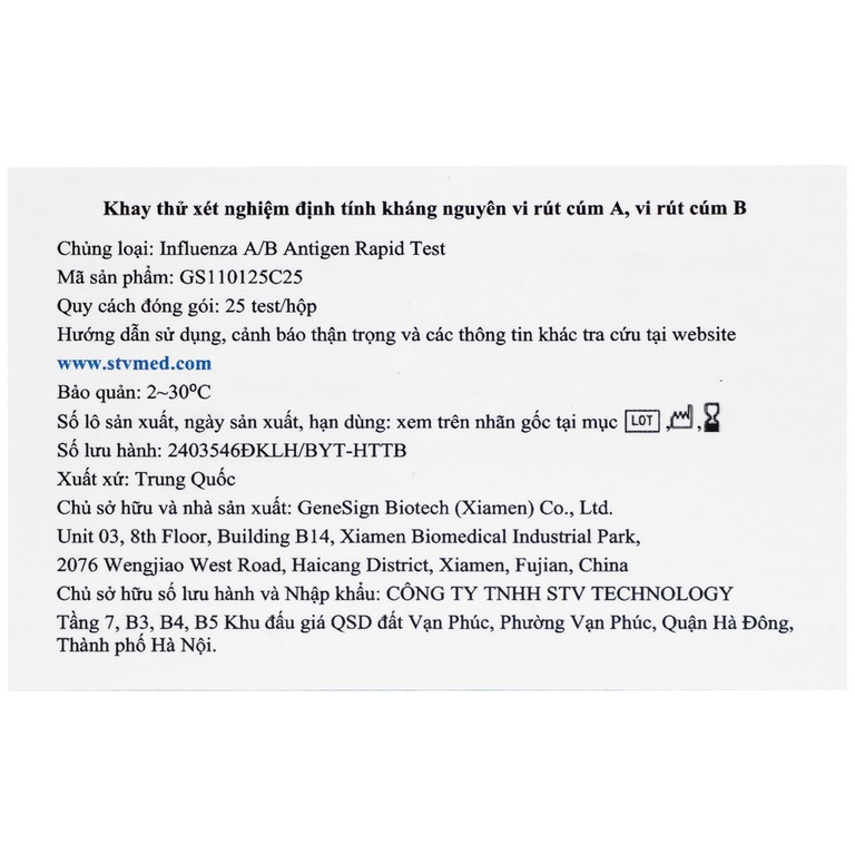 Kit Test Cúm A/B Genesign Hộp 25 kít