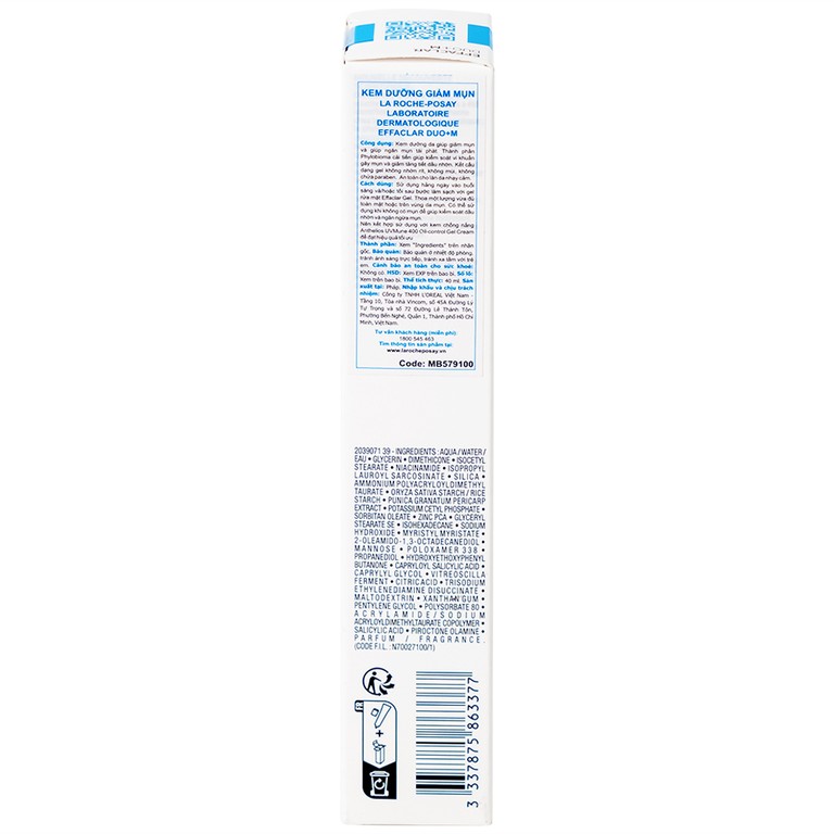 Kem dưỡng da La Roche-Posay Effaclar Duo (+) hỗ trợ giảm viêm và giảm mụn đỏ tấy trong vòng 12 giờ (40ml)