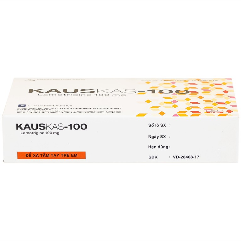 Thuốc Kauskas-100mg Davipharm điều trị động kinh và rối loạn lưỡng cực (3 vỉ x 10 viên)