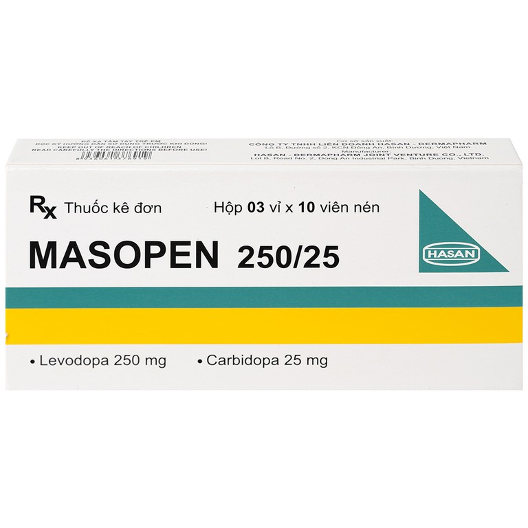 Thuốc Masopen 250/25 Hasan điều trị triệu chứng bệnh parkinson (3 vỉ x 10 viên)