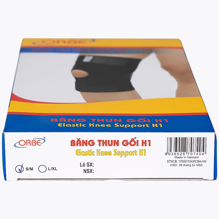 Băng thun gối H1 màu đen size S/M Orbe hỗ trợ vận động khi chơi thể thao