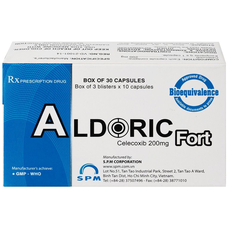 Thuốc Aldoric Fort 200mg S.P.M điều trị thoái hóa khớp, viêm khớp (3 vỉ x 10 viên)