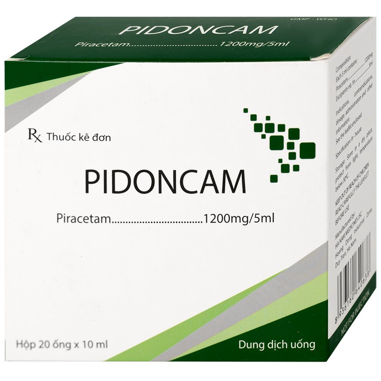 Thuốc Pidoncam 1200mg/5ml Hà Nam điều trị triệu chứng chóng mặt, suy giảm trí nhớ (20 ống x 10ml)