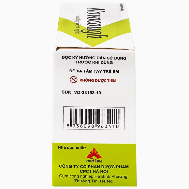 Dung dịch uống Novocough 6mg/ml CPC1HN điều trị triệu chứng ho (20 ống x 5ml)