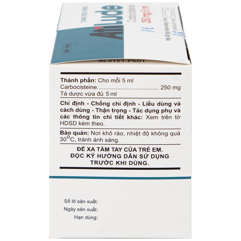 Dung dịch uống AtiLude 250mg/5ml An Thiên tiêu nhầy, rối loạn đường hô hấp (6 vỉ x 5 ống x 5ml)