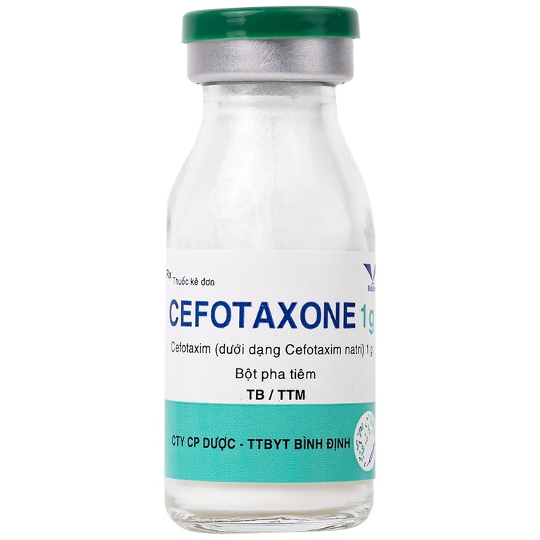 Bột pha tiêm Cefotaxone 1g Bidiphar điều trị các bệnh nhiễm khuẩn nặng (10 lọ)