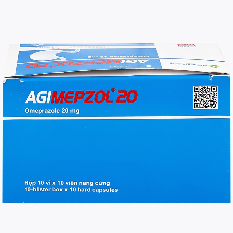 Thuốc Agimepzol 20 Agimexpharm điều trị loét tá tràng, phòng ngừa tái phát loét tá tràng (10 vỉ x 10 viên)
