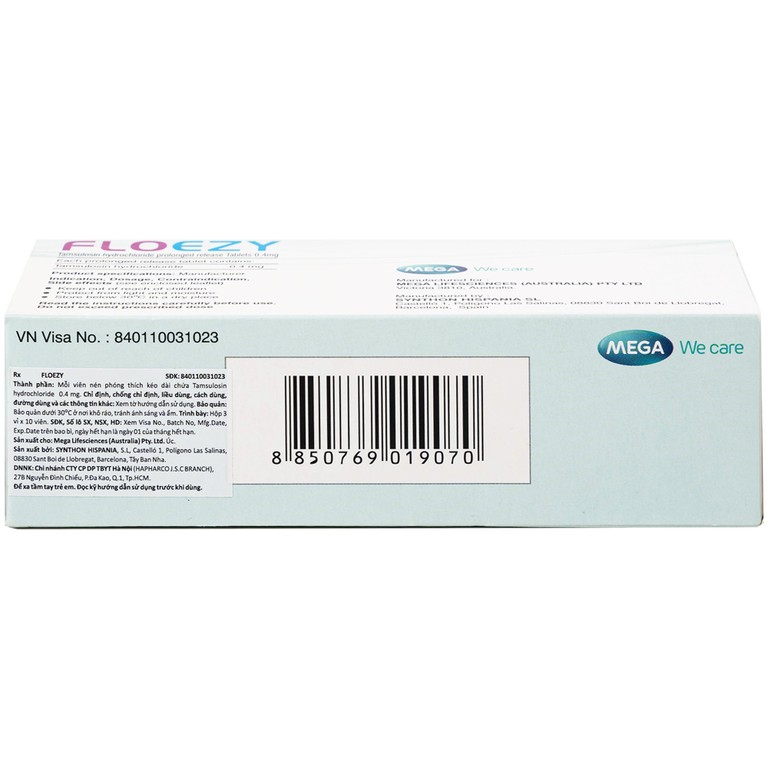 Thuốc Floezy 0.4mg MEGA We care điều trị triệu chứng của đường tiểu dưới (3 vỉ x 10 viên)