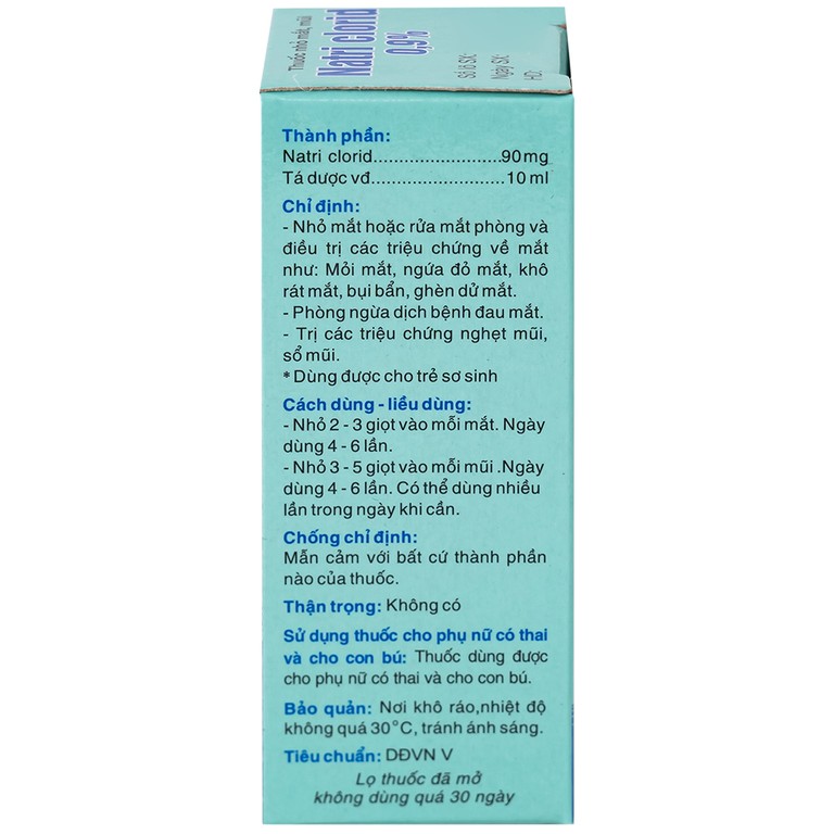 Thuốc nhỏ mắt, mũi Natri Clorid 0,9% HDPharma điều trị triệu chứng mỏi mắt, mắt đỏ, sổ mũi, nghẹt mũi (10ml)