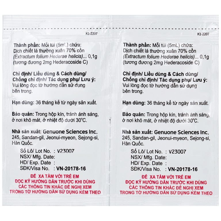 Thuốc Alfokid Syrup Kolmar điều trị giảm ho do viêm phế quản mạn tính, viêm đường hô hấp (20 túi)