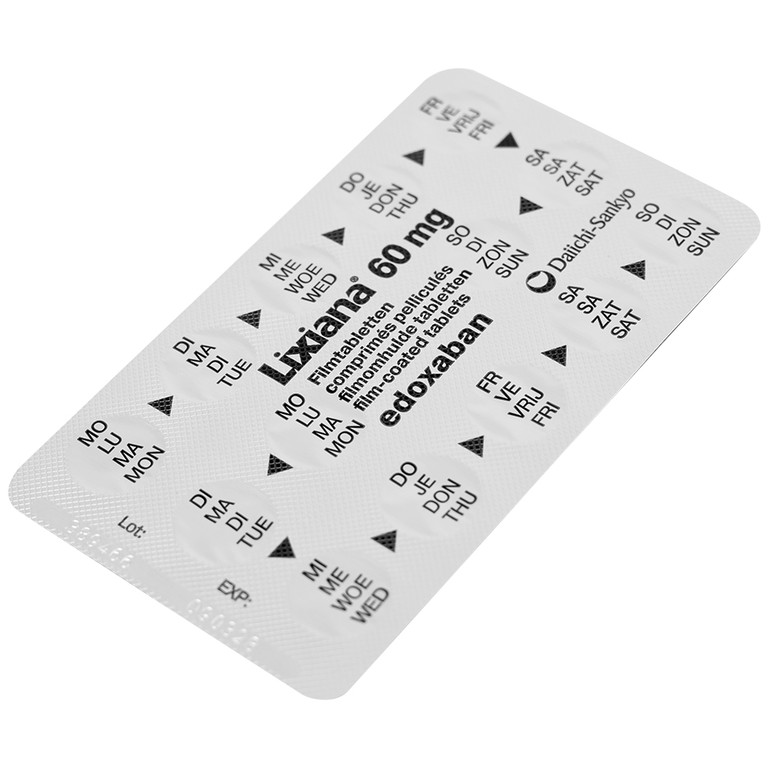 Thuốc Lixiana 60mg Daiichi-Sankyo phòng ngừa đột quỵ và cục máu đông (2 vỉ x 14 viên)