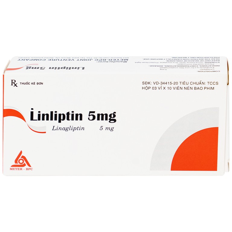 Thuốc Linliptin 5mg Meyer - BPC điều trị đái tháo đường típ 2 (3 vỉ x 10 viên)