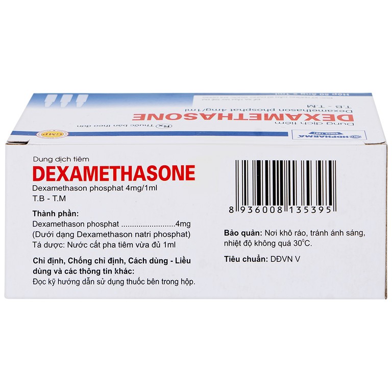 Dung dịch tiêm Dexamethasone 4mg/1ml điều trị trạng thái hen, bệnh dị ứng nặng, phản ứng sau truyền máu (50 ống)