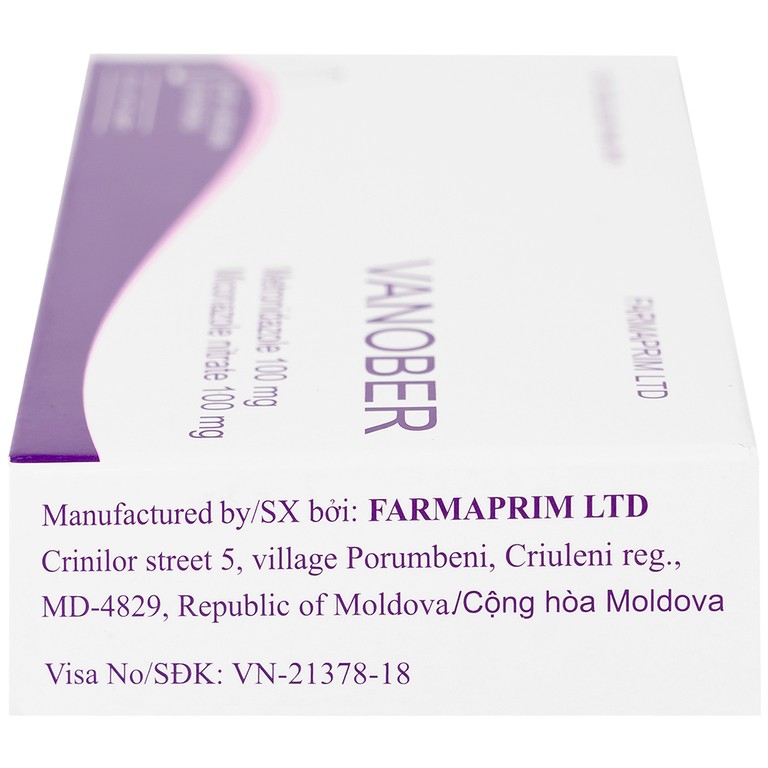 Viên đặt âm đạo Vanober Farmaprim điều trị viêm âm đạo khí hư, ngứa rát (2 vỉ x 5 viên)