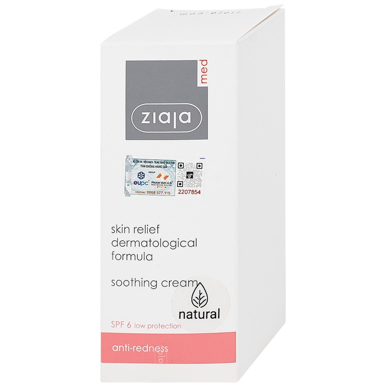 Kem bôi Ziaja Med Skin Relief Dermatological Formula Soothing Cream ngừa mẩn đỏ, làm dịu da (50ml)