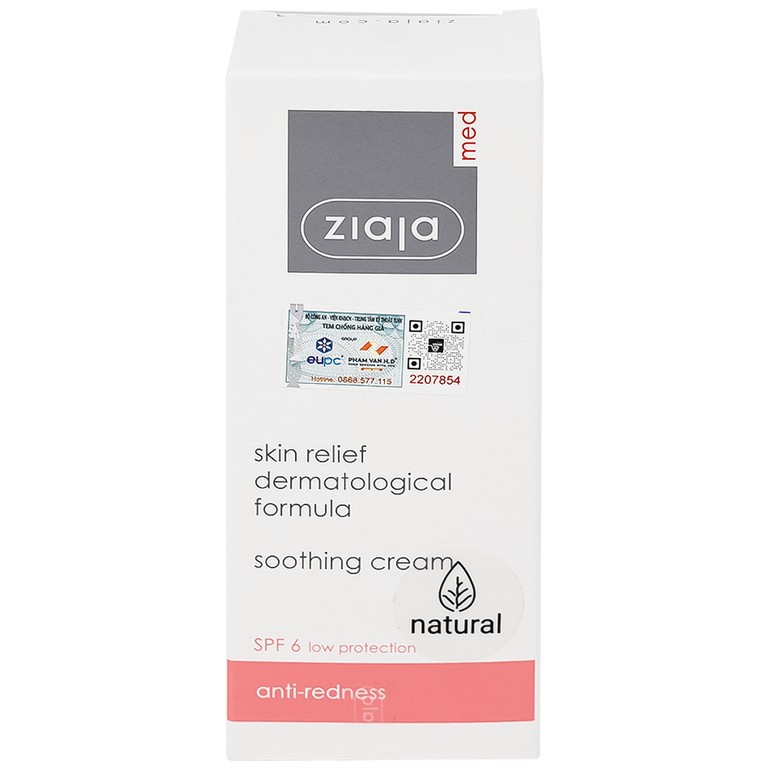 Kem bôi Ziaja Med Skin Relief Dermatological Formula Soothing Cream ngừa mẩn đỏ, làm dịu da (50ml)