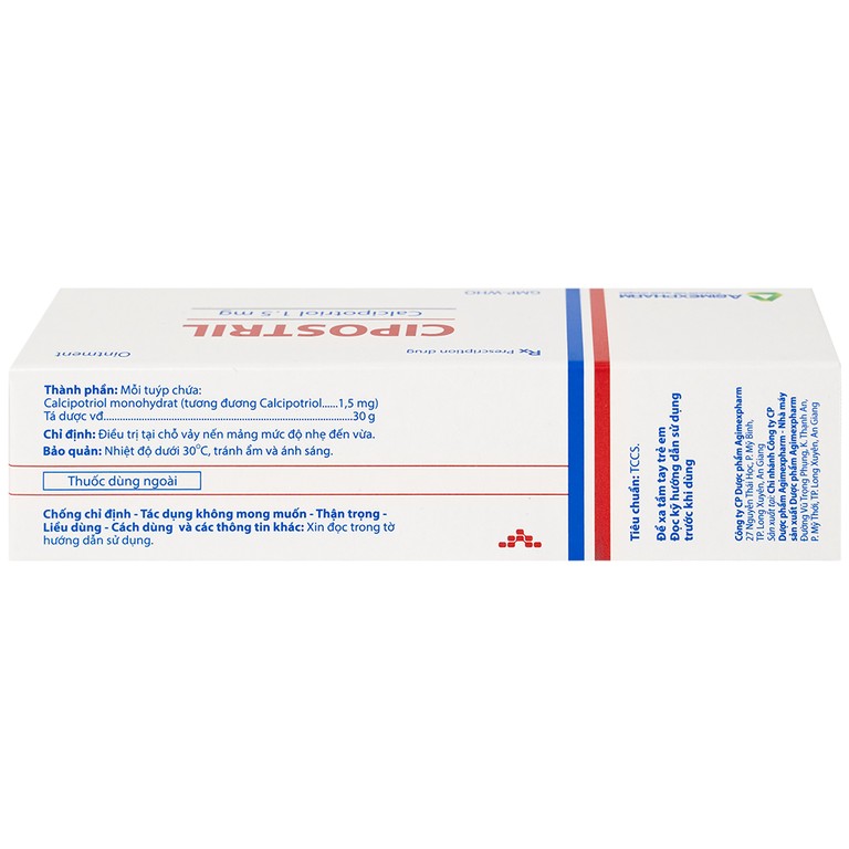 Thuốc mỡ Cipostril 1.5mg Agimexpharm điều trị tại chỗ vảy nến mảng mức độ nhẹ đến vừa (30g)