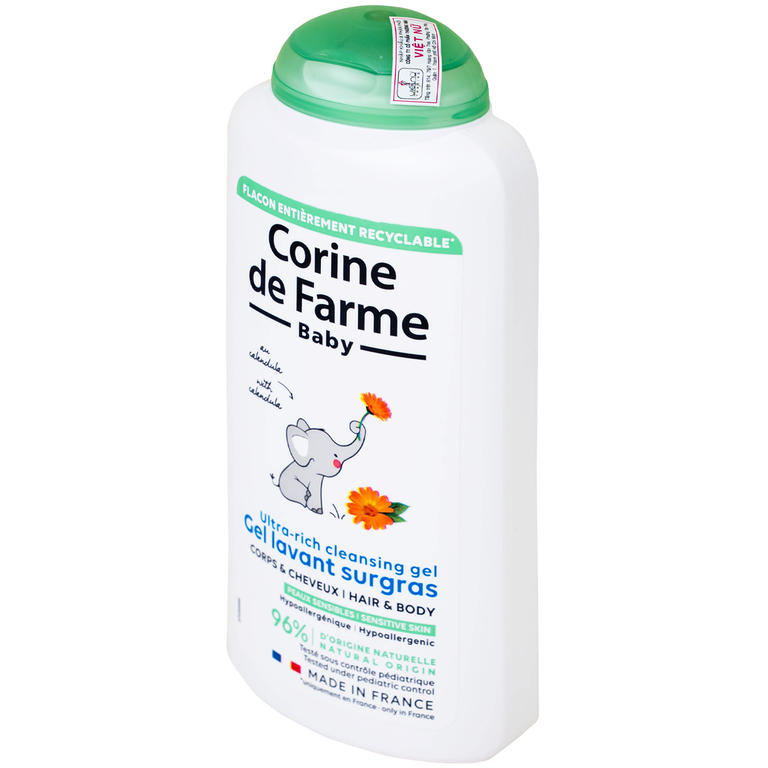 Gel tắm gội cho bé Corine de Farme Baby Ultra Rich Cleansing Gel dịu nhẹ dành cho mọi loại da (250ml)