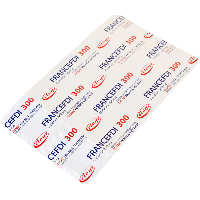 Thuốc Francefdi 300mg Eloge trị viêm họng, viêm amidan, viêm xoang, viêm phế quản (1 vỉ x 10 viên)