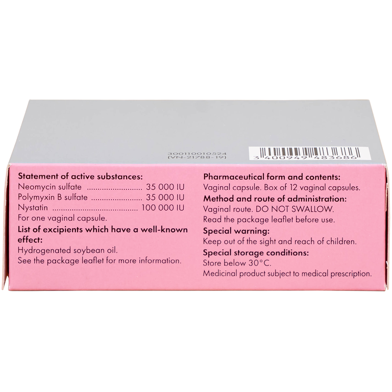 Viên đặt âm đạo Polygynax Innothera Chouzy điều trị viêm âm đạo, âm hộ - âm đạo (2 vỉ x 6 viên)