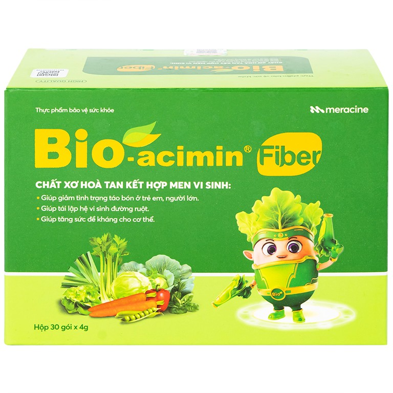 Cốm vi sinh Bio-acimin Fiber Meracine bổ sung chất xơ hòa tan, giảm tình trạng táo bón (30 gói)