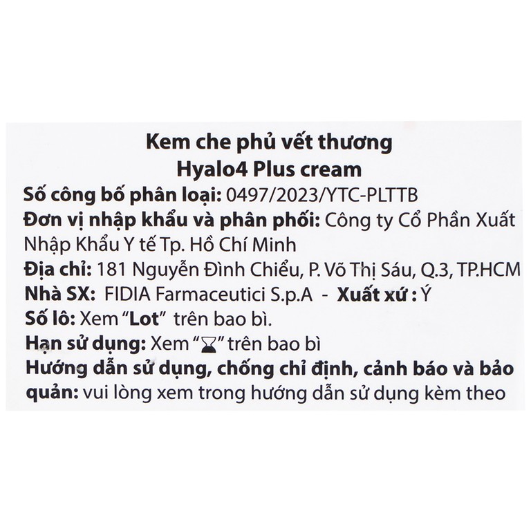 Kem che phủ vết thương Hyalo4 Plus cream hỗ trợ điều trị các tổn thương da (25g)