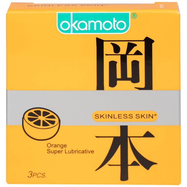 Bao Cao Su Okamoto Skinless Skin Orange siêu bôi trơn hương cam (3 cái)