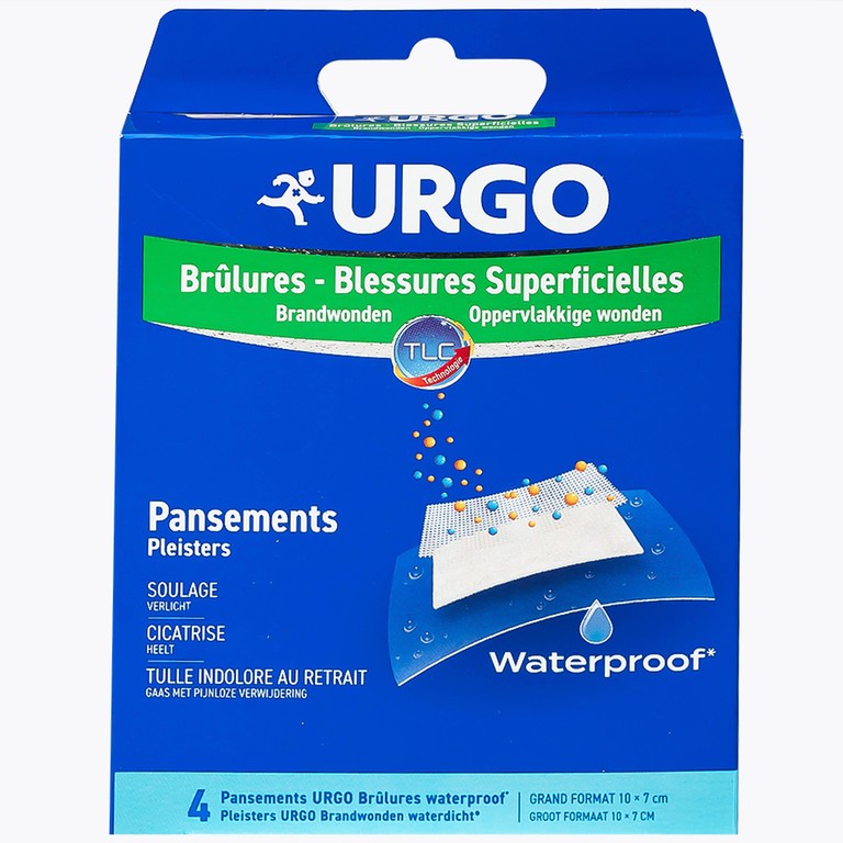 Băng cá nhân tiệt trùng Urgo Brulures Waterproof 10cm x 7cm cho vết thương bỏng, thấm hút dịch tiết cho vết thương (4 miếng)