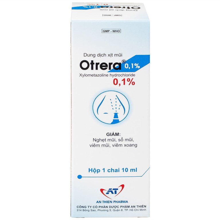 Dung dịch xịt mũi Otrera 0,1% An Thiên giảm nghẹt mũi và sung huyết mũi (10ml)