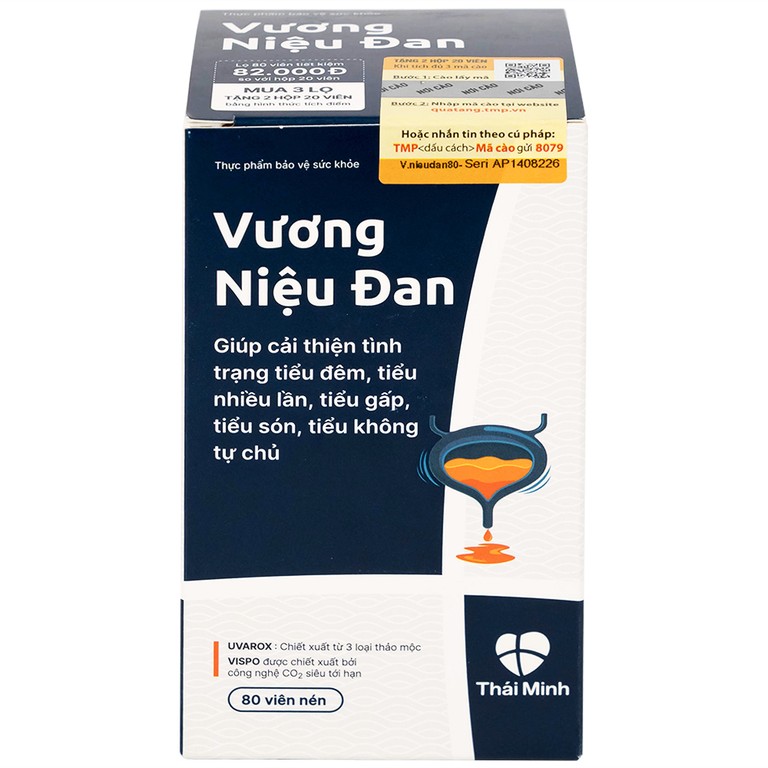 Viên nén Vương Niệu Đan Thái Minh hỗ trợ giảm tình trạng tiểu đêm, tiểu nhiều lần, tiểu gấp (80 viên)